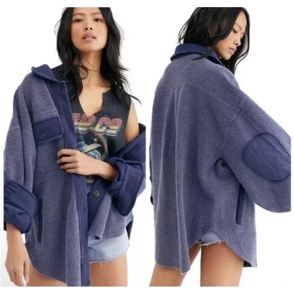 Free People Jackets & Blazers - NWT Free People Ruby Jacket Medium Oversized Shacket Indigo Blogger Favorite